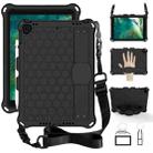 For    iPad Pro 10.5 Honeycomb Design EVA + PC Four Corner Anti Falling Flat Protective Shell With Straps(Black+Black) - 1