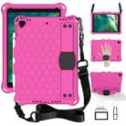 For    iPad Pro 10.5 Honeycomb Design EVA + PC Four Corner Anti Falling Flat Protective Shell With Straps(RoseRed+Black) - 1