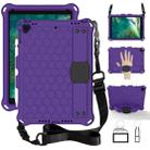 For    iPad Pro 10.5 Honeycomb Design EVA + PC Four Corner Anti Falling Flat Protective Shell With Straps(Purple+Black) - 1