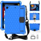 For iPad  Air 2019 10.5 Honeycomb Design EVA + PC Four Corner Anti Falling Flat Protective Shell With Straps(Blue+Black) - 1