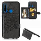For Huawei P20 Lite 2019 Mandala Embossed Magnetic Cloth PU + TPU + PC Case with Holder & Card Slots & Wallet & Photo Frame & Strap(Black) - 1
