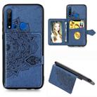 For Huawei P20 Lite 2019 Mandala Embossed Magnetic Cloth PU + TPU + PC Case with Holder & Card Slots & Wallet & Photo Frame & Strap(Blue) - 1