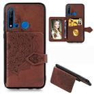 For Huawei P20 Lite 2019 Mandala Embossed Magnetic Cloth PU + TPU + PC Case with Holder & Card Slots & Wallet & Photo Frame & Strap(Brown) - 1