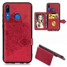 For Huawei P Smart Z Mandala Embossed Magnetic Cloth PU + TPU + PC Case with Holder & Card Slots & Wallet & Photo Frame & Strap(Red) - 1