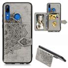 For Huawei P Smart Z Mandala Embossed Magnetic Cloth PU + TPU + PC Case with Holder & Card Slots & Wallet & Photo Frame & Strap(Gray) - 1