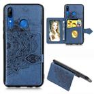 For Huawei P Smart Z Mandala Embossed Magnetic Cloth PU + TPU + PC Case with Holder & Card Slots & Wallet & Photo Frame & Strap(Blue) - 1