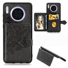 For Huawei Mate 30 Mandala Embossed Magnetic Cloth PU + TPU + PC Case with Holder & Card Slots & Wallet & Photo Frame & Strap(Black) - 1