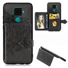 For Huawei Mate 30 Lite/Nova 5i Pro Mandala Embossed Magnetic Cloth PU + TPU + PC Case with Holder & Card Slots & Wallet & Photo Frame & Strap(Black) - 1