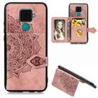 For Huawei Mate 30 Lite/Nova 5i Pro Mandala Embossed Magnetic Cloth PU + TPU + PC Case with Holder & Card Slots & Wallet & Photo Frame & Strap(Rose Gold) - 1