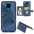 For Huawei Mate 30 Lite/Nova 5i Pro Mandala Embossed Magnetic Cloth PU + TPU + PC Case with Holder & Card Slots & Wallet & Photo Frame & Strap(Blue) - 1