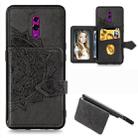 For OPPO Reno   Mandala Embossed Magnetic Cloth PU + TPU + PC Case with Holder & Card Slots & Wallet & Photo Frame & Strap(Black) - 1