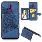 For OPPO Reno   Mandala Embossed Magnetic Cloth PU + TPU + PC Case with Holder & Card Slots & Wallet & Photo Frame & Strap(Blue) - 1