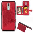 For OPPO F11 Pro    Mandala Embossed Magnetic Cloth PU + TPU + PC Case with Holder & Card Slots & Wallet & Photo Frame & Strap(Red) - 1