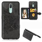 For OPPO A9X  Mandala Embossed Magnetic Cloth PU + TPU + PC Case with Holder & Card Slots & Wallet & Photo Frame & Strap(Black) - 1