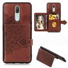 For OPPO A9X  Mandala Embossed Magnetic Cloth PU + TPU + PC Case with Holder & Card Slots & Wallet & Photo Frame & Strap(Brown) - 1