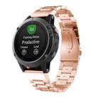 For Garmin Fenix 5s 20mm Tri-Bead Stainless Steel Steel Watch Band(Rose Gold) - 1