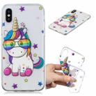 For iPhone X / XS 3D Pattern Transparent TPU Case(Eyeglasses Unicorn) - 1