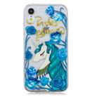 For iPhone XR 3D Pattern Transparent TPU Case(Blueflower Unicorn) - 2