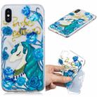 For iPhone XS Max 3D Pattern Transparent TPU Case(Blueflower Unicorn) - 1