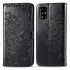 For Galaxy A51 Halfway Mandala Embossing Pattern Horizontal Flip Leather Case with Holder & Card Slots & Wallet & Lanyard(Black) - 1