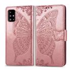 For Galaxy A51    Butterfly Love Flowers Embossing Horizontal Flip Leather Case with Holder & Card Slots & Wallet & Lanyard(Rose Gold) - 1