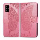 For Galaxy A51    Butterfly Love Flowers Embossing Horizontal Flip Leather Case with Holder & Card Slots & Wallet & Lanyard(Pink) - 1