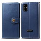 For Galaxy A51 Retro Solid Color Leather Buckle Mobile Phone Protection Leather Case with Photo Frame & Card Slot & Wallet & Bracket Function(Blue) - 1