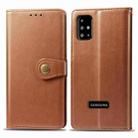 For Galaxy A51 Retro Solid Color Leather Buckle Mobile Phone Protection Leather Case with Photo Frame & Card Slot & Wallet & Bracket Function(Brown) - 1
