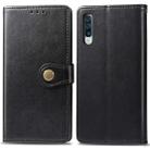 For Galaxy A70s Retro Solid Color Leather Buckle Mobile Phone Protection Leather Case with Photo Frame & Card Slot & Wallet & Bracket Function(Black) - 1