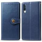 For Galaxy A70s Retro Solid Color Leather Buckle Mobile Phone Protection Leather Case with Photo Frame & Card Slot & Wallet & Bracket Function(Blue) - 1