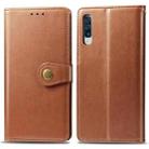 For Galaxy A70s Retro Solid Color Leather Buckle Mobile Phone Protection Leather Case with Photo Frame & Card Slot & Wallet & Bracket Function(Brown) - 1