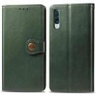For Galaxy A70s Retro Solid Color Leather Buckle Mobile Phone Protection Leather Case with Photo Frame & Card Slot & Wallet & Bracket Function(Green) - 1