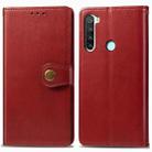 For Xiaomi Redmi Note 8T Retro Solid Color Leather Buckle Mobile Phone Protection Leather Case with Photo Frame & Card Slot & Wallet & Bracket Function(Red) - 1