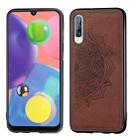 For Galaxy A70s Embossed Mandala Pattern PC + TPU + Fabric Phone Case with Lanyard & Magnetic(Brown) - 1
