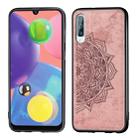 For Galaxy A70s Embossed Mandala Pattern PC + TPU + Fabric Phone Case with Lanyard & Magnetic(Rose Gold) - 1