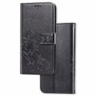 For Xiaomi CC9 Pro / Note 10 Lucky Clover Pressed Flowers Pattern Leather Case with Holder & Card Slots & Wallet & Hand Strap(Black) - 1