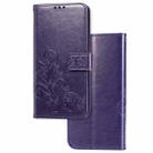 For Xiaomi CC9 Pro / Note 10 Lucky Clover Pressed Flowers Pattern Leather Case with Holder & Card Slots & Wallet & Hand Strap(Purple) - 1