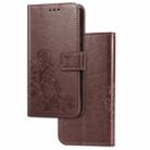 For Xiaomi Redmi Note 8T Lucky Clover Pressed Flowers Pattern Leather Case with Holder & Card Slots & Wallet & Hand Strap(Brown) - 1