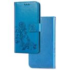 For Galaxy A70s Lucky Clover Pressed Flowers Pattern Leather Case with Holder & Card Slots & Wallet & Hand Strap(Blue) - 1