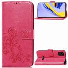 For Galaxy A51 Four-leaf Clasp Embossed Buckle Mobile Phone Protection Leather Case with Lanyard & Card Slot & Wallet & Bracket Function(Magenta) - 1