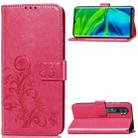 For Xiaomi CC9 Pro Four-leaf Clasp Embossed Buckle Mobile Phone Protection Leather Case with Lanyard & Card Slot & Wallet & Bracket Function(Magenta) - 1