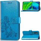 For Xiaomi CC9 Pro Four-leaf Clasp Embossed Buckle Mobile Phone Protection Leather Case with Lanyard & Card Slot & Wallet & Bracket Function(Blue) - 1