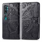 For Xiaomi Mi CC9 Pro / Note 10 / Note 10 Pro Butterfly Love Flower Embossed Horizontal Flip Leather Case with Bracket Lanyard Card Slot Wallet(Black) - 1