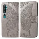 For Xiaomi Mi CC9 Pro / Note 10 / Note 10 Pro Butterfly Love Flower Embossed Horizontal Flip Leather Case with Bracket Lanyard Card Slot Wallet(Gray) - 1