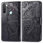 For Xiaomi Redmi Note 8T Butterfly Love Flower Embossed Horizontal Flip Leather Case with Bracket Lanyard Card Slot Wallet(Black) - 1