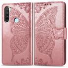 For Xiaomi Redmi Note 8T Butterfly Love Flower Embossed Horizontal Flip Leather Case with Bracket Lanyard Card Slot Wallet(Rose Gold) - 1