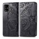 For Galaxy A51 Butterfly Love Flower Embossed Horizontal Flip Leather Case with Bracket / Card Slot / Wallet / Lanyard(Black) - 1