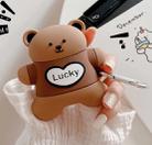 For Apple AirPods 1/2 Gen Universal Lucky Bear Bluetooth Headphone Protective Case(Brown) - 1