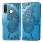 For Vivo Y19 Butterfly Love Flower Embossed Horizontal Flip Leather Case with Bracket / Card Slot / Wallet / Lanyard(Blue) - 1