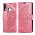 For Vivo Y19 Butterfly Love Flower Embossed Horizontal Flip Leather Case with Bracket / Card Slot / Wallet / Lanyard(Pink) - 1